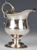 Georgian hallmarked silver cream jug with gadrooned edge, London 1767, maker indistinct but likely