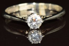 An 18ct white gold ring set with a diamond of approximately 0.25ct in platinum mount, 1.6g, size M