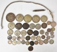 Hammered and later coinage to include Charles I shilling, 1820 George III crown, Roman coins, jeton,