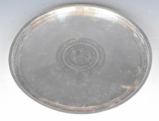 Sudanese silver circular drinks or similar tray with script decoration to centre, diameter 21.5cm,