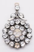 19thC silver pendant set with foiled paste, 2.2 x 4cm, 5.9g