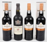 Four bottles of vintage port comprising two Graham's late bottled 2013 75 cl 20% vol, Graham's