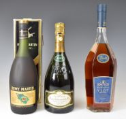 Two bottles of brandy comprising Remy Martin VSOP Fine Champagne Cognac, 40%, in box and Dorville