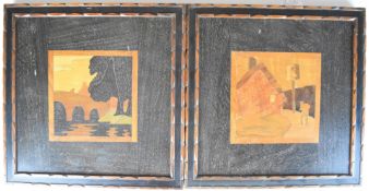 Likely William Chase for The Rowley Gallery pair of Arts and Crafts marquetry panels, one entitled
