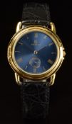 Zenith gentleman's wristwatch with subsidiary seconds dial, gold hands and Roman numerals, blue