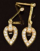 A pair of 18ct gold earrings set with diamonds, maker C.G & S, 2g