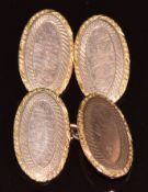 A pair of 9ct rose gold cufflinks, in vintage box, 9.4g