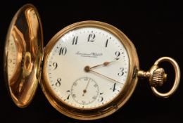 International Watch Company (IWC) 18ct gold keyless winding full hunter pocket watch with subsidiary
