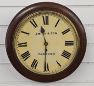 Smith & Son Croydon fusee dial clock, overall diameter 40cm