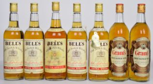 Seven bottles of blended Scotch whisky comprising 4x Bell's 75cl 40 proof, 1x Bell's 1l 40% vol