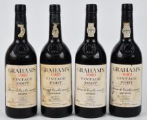 Four bottles of Graham's 1983 Vintage Port, bottled 1985, 75cl. PLEASE NOTE ALL ALCOHOL & TOBACCO