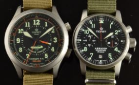 Two Poljot Novet military style gentleman's wristwatches each with luminous hands and Arabic