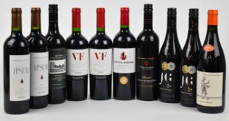 Ten bottles of French and new world Cabernet Sauvignon red wine, all 75cl, 13% & 13.5% vol. PLEASE