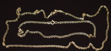 A 14k gold necklace and bracelet made up of mariner's links, 7.9g