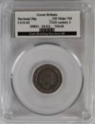 2008 undated mule 20p coin, in perspex case