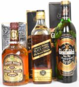 Three bottles of whisky comprising Chivas Regal 12 years old blended Scotch 75cl 75 proof,