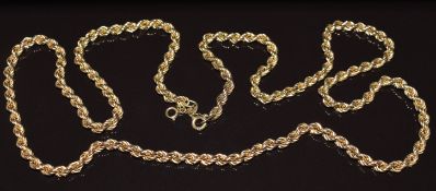 A 9ct gold rope twist necklace, 21g, 70cm