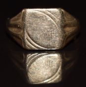 A 9ct gold signet ring (band cut), 4.1g