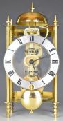 Sewills of Liverpool brass framed skeleton clock with bell to top, height 26cm
