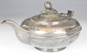 Victorian hallmarked silver teapot of squat form, London 1838, maker Joseph Angell I & John Angell