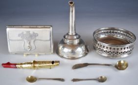 Victorian and later hallmarked silver and similar items comprising wine bottle coaster, London 1972,