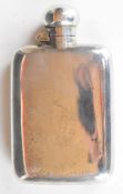 George V hallmarked silver hip flask of curved form, with hinged bayonet cap, Birmingham 1925, maker