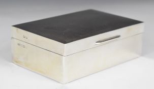 Art Deco hallmarked silver cigarette box, Birmingham, date letter rubbed, maker Turner & Simpson,