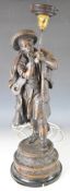 Large cast bronze or similar figural electric lamp, height 70cm