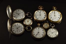 Eight various pocket and wristwatches including hallmarked silver and gold plated examples,