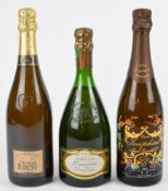 Three bottles of Champagne comprising Duval Leroy, 750ml, 12.5%, Lamiable Grand Cru, 750ml, 12%