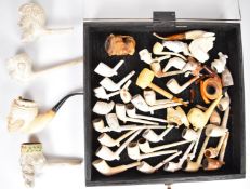 Collection of Meerschaum and clay pipes, length 18.5cm