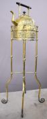 Brass spirit kettle on stand in the Arts & Crafts / Aesthetic style, height 84cm
