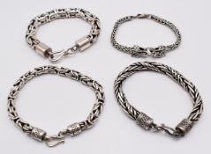 Four silver bracelets, 248g