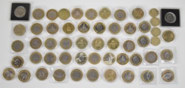 Forty seven collectable UK £2 coins including Tercentenary, Peace single metal examples, sporting,