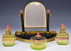 Emperor Tsar Nicholas II Russian interest gilt metal enamel and glass dressing table set