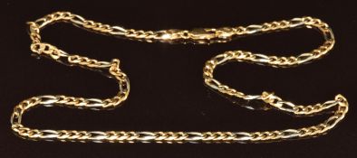 An 18ct bi-coloured gold curb link necklace, 17.9g, 50cm long