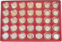 A collection of largely Gibraltar 50p coins, in fitted tray
