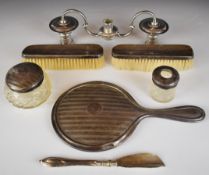 Hallmarked silver items comprising silver candelabra branch, London 1957, maker's mark indistinct,