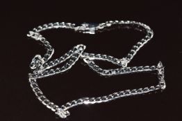 A 9ct white gold curb link necklace, 13.3g, 50cm long