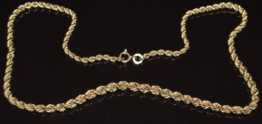 A 9ct gold rope twist necklace, 8.5g, 43cm long