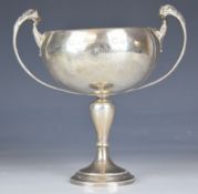 Goldsmiths & Silversmiths Co Ltd George V hallmarked silver twin handled trophy cup, the twin