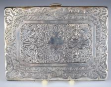 Victorian hallmarked silver calling card or similar case with engraved decoration and gilt interior,