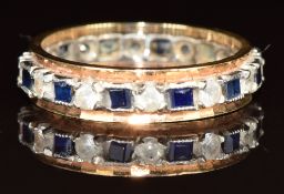 A 9ct gold eternity ring set with quartz and spinel, 4.7g, size U