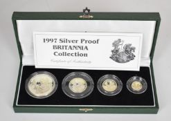 Royal Mint 1997 silver proof cased Britannia collection 20p - £2, with certificate