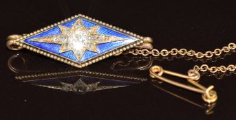 Victorian brooch set with an old cut diamond of approximately 0.3ct surrounded by rose cut