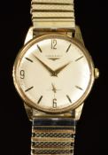 Longines 9ct gold gentleman's wristwatch ref. 40816 with subsidiary seconds dial, gold dauphine