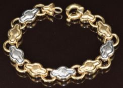 A 14k gold bi-coloured bracelet, 15.3g, 18cm