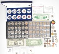 United States coinage including slabbed coins, banknotes, Elvis Presley quarters, state quarters