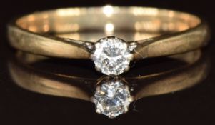 A 9ct gold ring set with a round cut diamond, 1.5g, size N