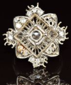 An 18ct white gold ring mount set with diamonds, 10.3g, size O